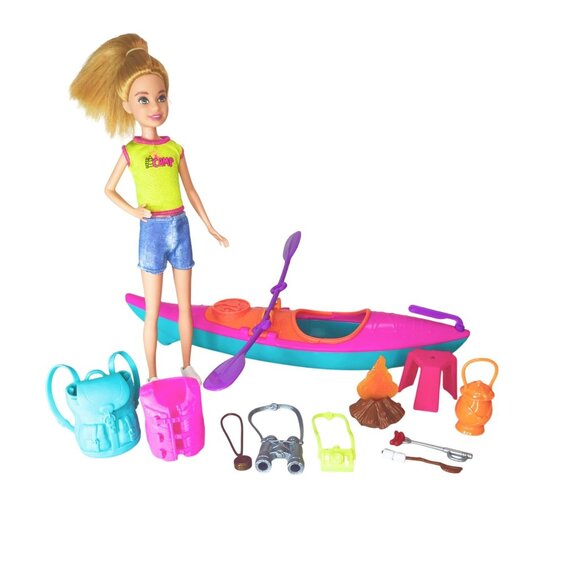 Barbie Team Stacie Camping Doll Playset Kayak Accessories 2022 - Picture 1 of 4